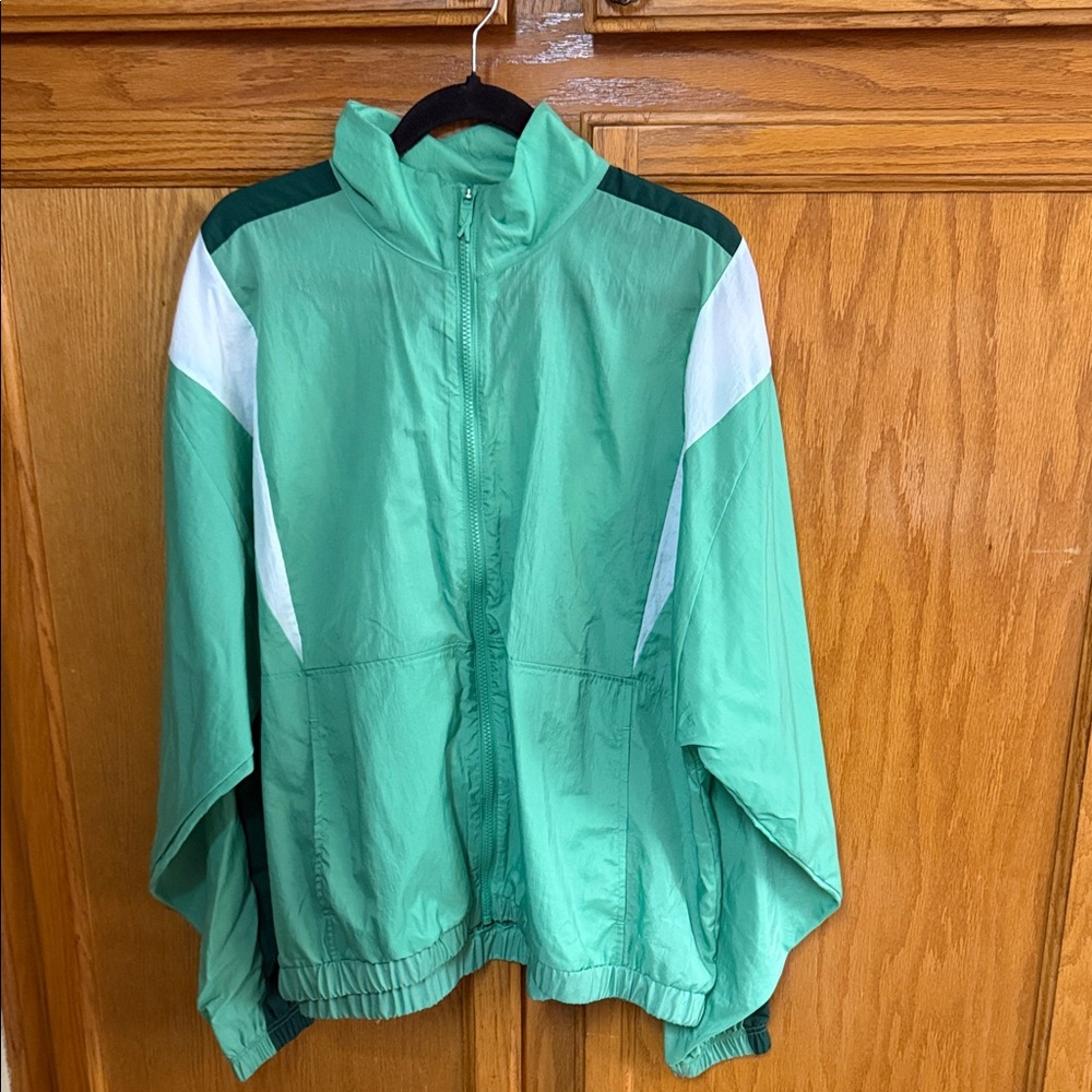 Reebok Mint and White Women's Bomber Jacket